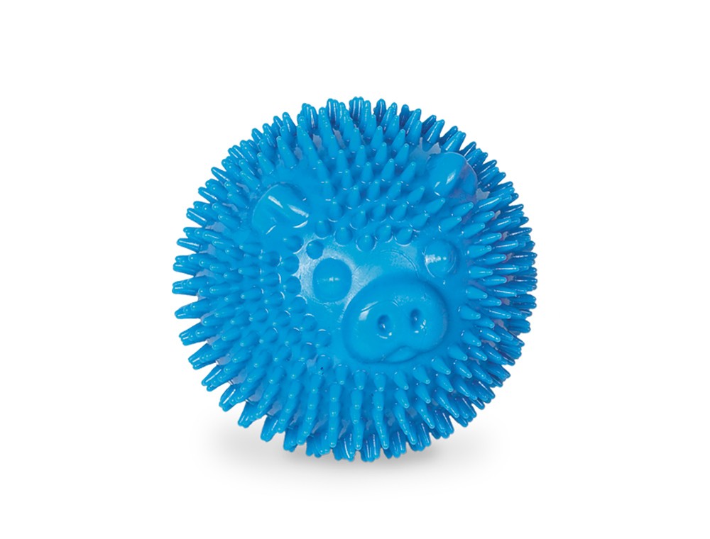 TPR SPIKY BALL "PIG",BLUE 6,5 CM