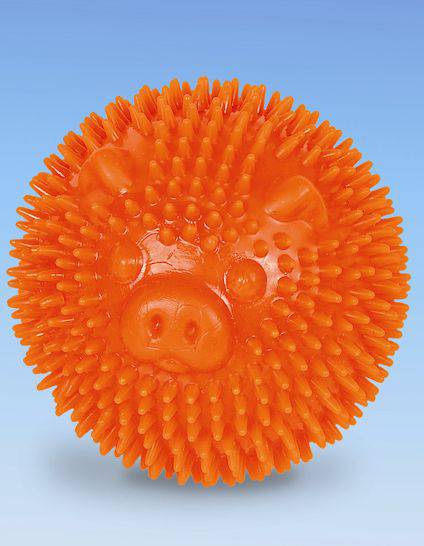 TPR SPIKY BALL "PIG",ORANGE 8 CM