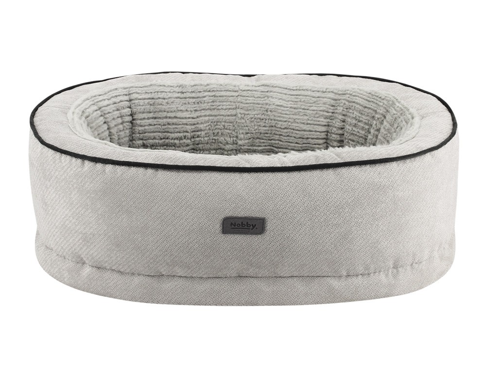 Patut ortopedic oval  pentru caini Comfort "LAGO", gri deschis, l x w x h: 65