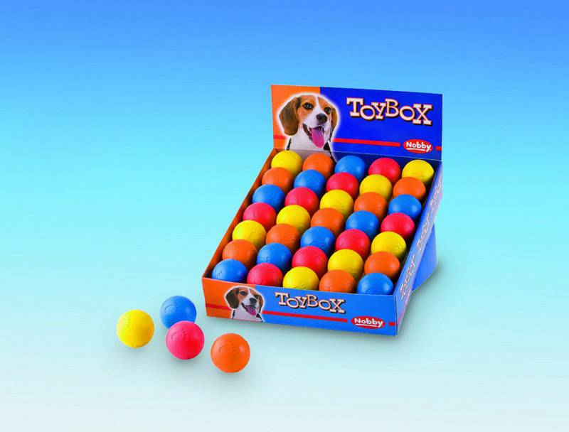 RUBBER BALL WITH PAWS,ASSORTED COLOURES DISPLAY 35 PCS.; 5