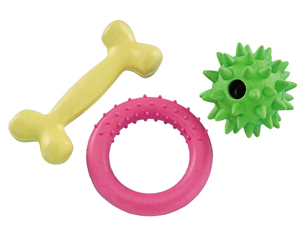 PUPPY SET RUBBER TOY,