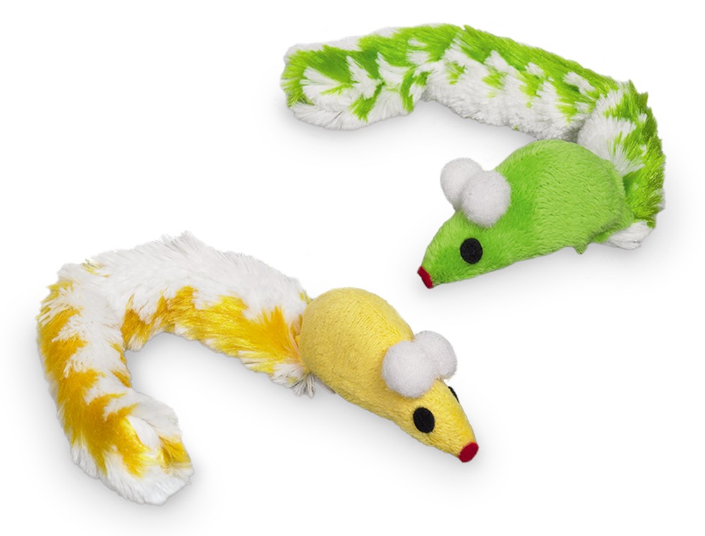 PLUSH MOUSE WITH PLUSH TAIL, WITH CATNIP, 2 ST, 7 CM