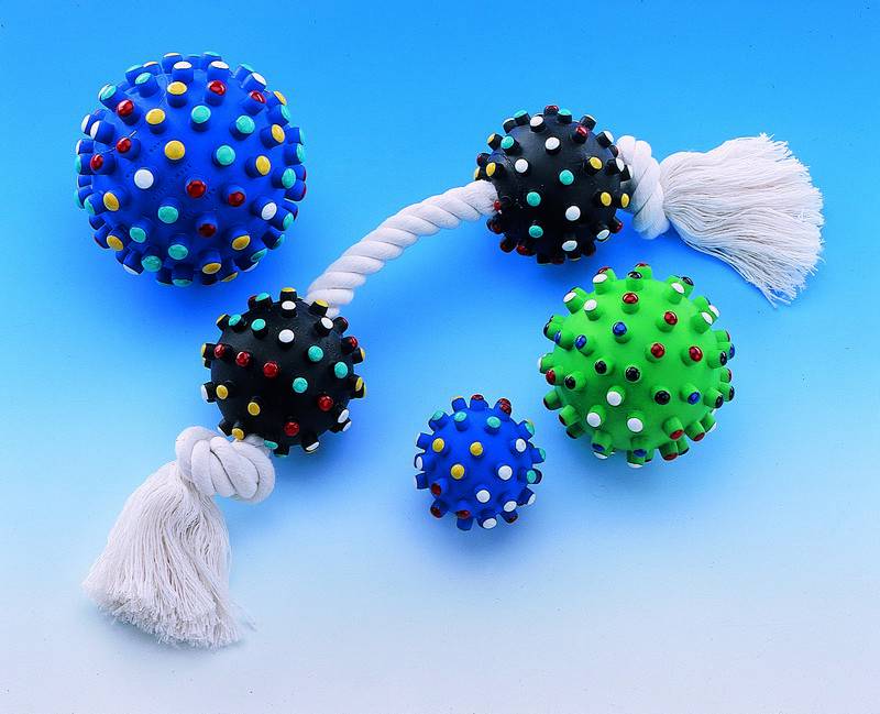 TWO BALLS WITH ROPE,ASSORTED COLOURES 32 CM