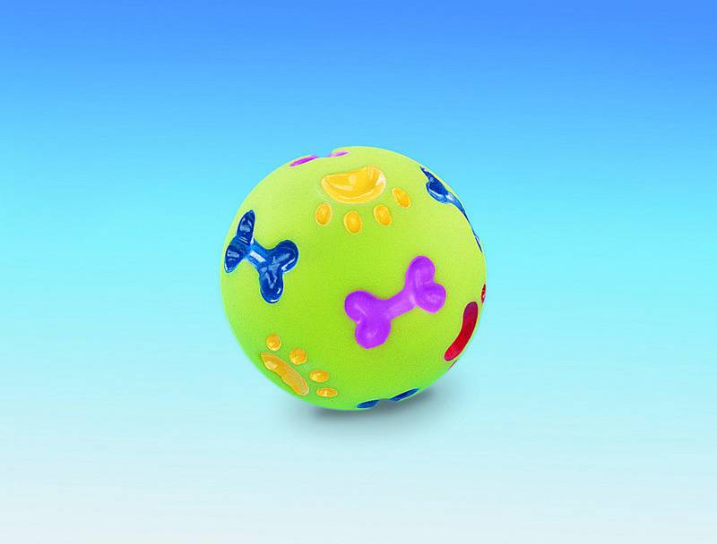 VINYL TOY, BALL WITH PAW PRINT, 13 CM