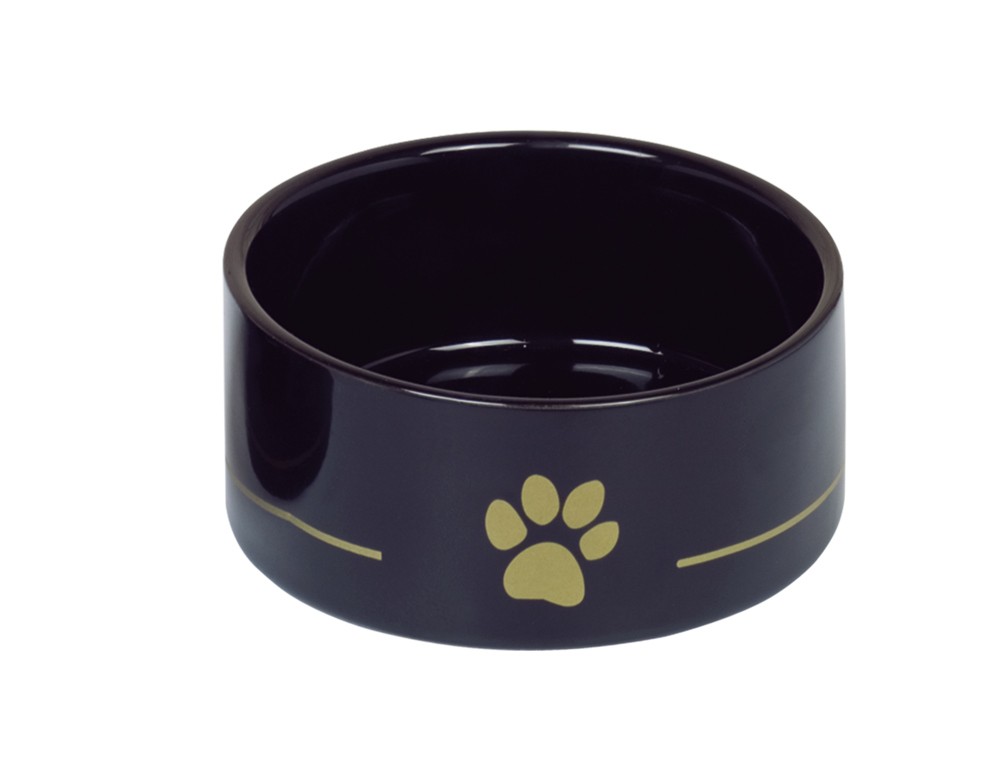 Castroane caini | Castron din ceramica | "Golden Paw" | Ø 15 x 6 cm | 0,55 l | negru