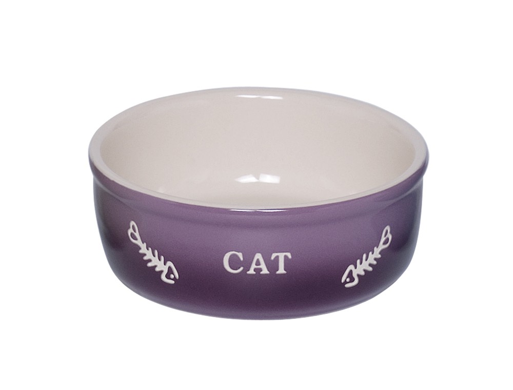 Castron din ceramica pentru pisici | "Gradient" | Ø 13,5 x 4,5 cm, 0,25 l | mov