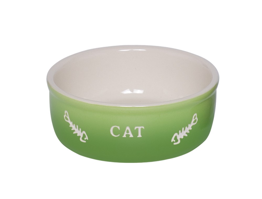 Castron pisici | Castron din ceramica pentru pisici "Gradient" | verde | Ø 13,5 x 4,5 cm, 0,25 l