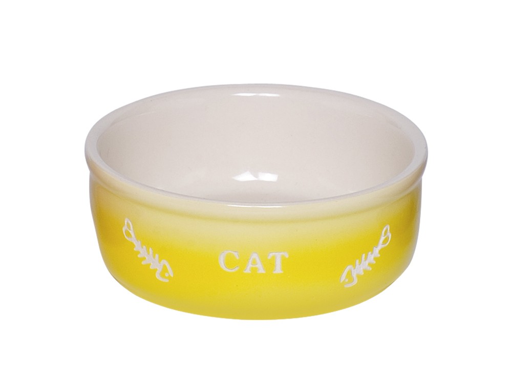 Castron pisici | Castron din ceramica pentru pisici "Gradient" | galben | Ø 13,5 x 4,5 cm, 0,25 l